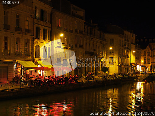 Image of Bayonne, october 2013, Nive riverside at night, France