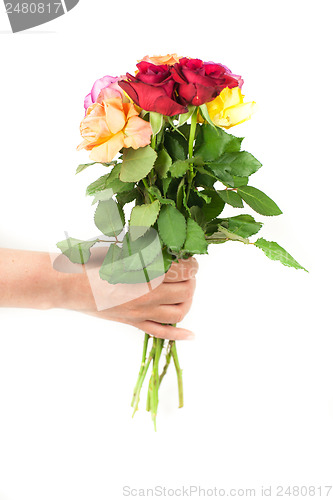 Image of Handing flowers
