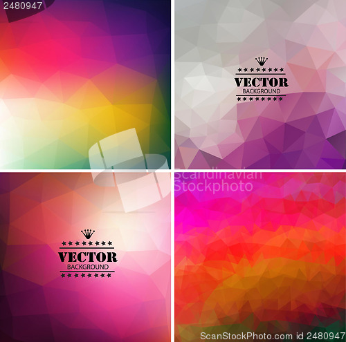 Image of Set of four colorful abstract geometric background