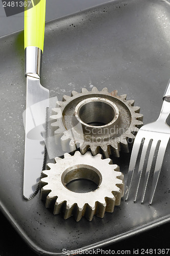 Image of gearwheels on a plate