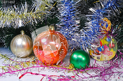 Image of Beautiful decorations for the Christmas tree