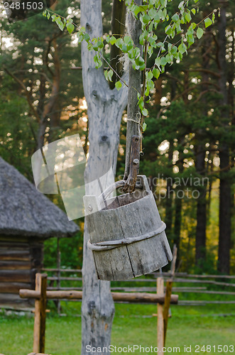 Image of Old wooden well, close up