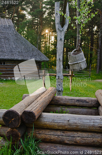 Image of Old wooden well, close up