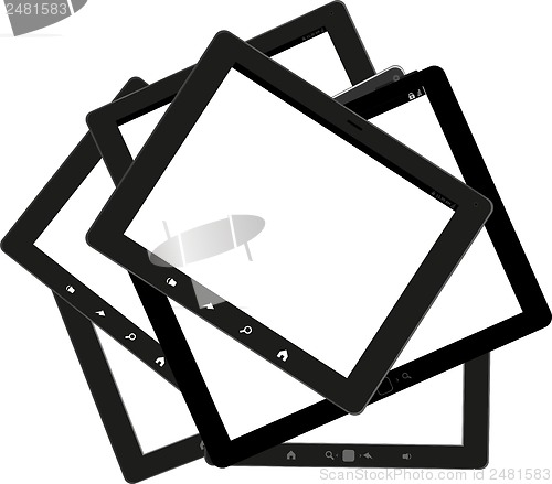 Image of Set of tablet computers with blank screen