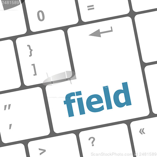 Image of field word on keyboard key, notebook computer button