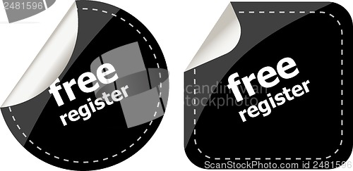 Image of stickers label set business tag with free register word