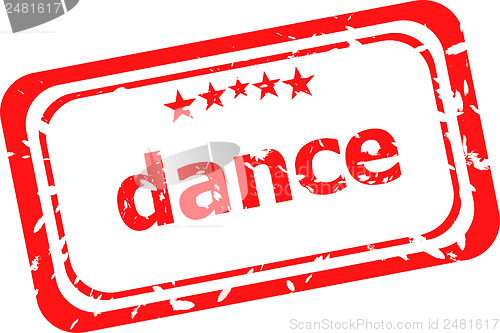 Image of dance word on red rubber old business stamp