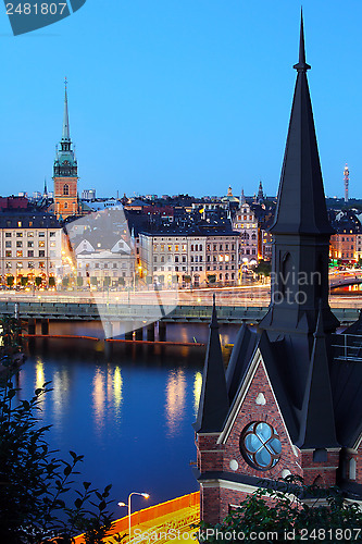 Image of Night view of Stockholm old city