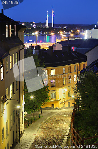 Image of 	Night view of Stockholm old city