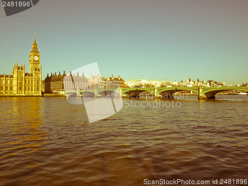 Image of Retro looking Westminster Bridge, London