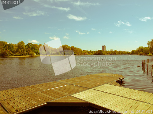 Image of Retro looking Serpentine lake, London