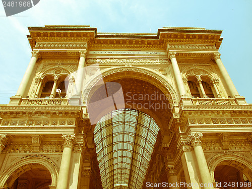 Image of Retro looking Galleria Vittorio Emanuele II, Milan