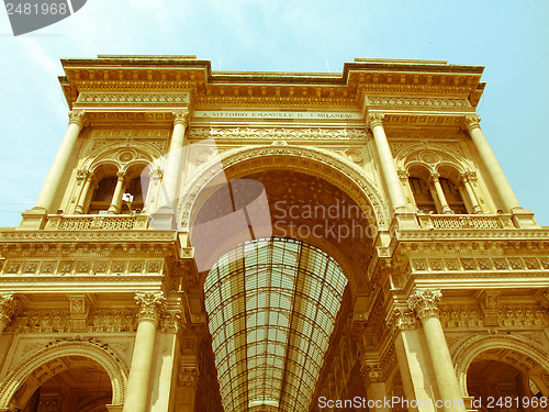 Image of Retro looking Galleria Vittorio Emanuele II, Milan