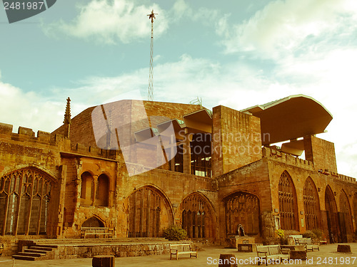 Image of Retro looking Coventry Cathedral ruins