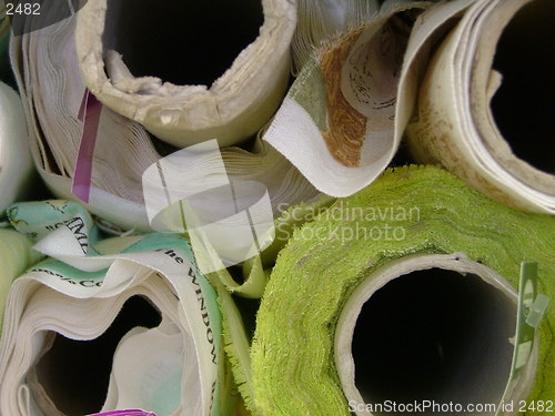 Image of rolls of fabric close up