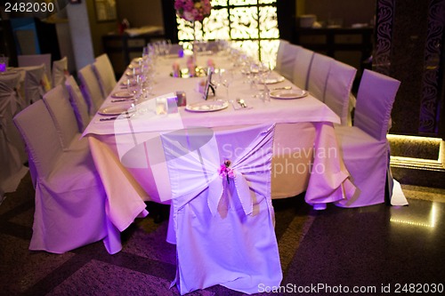 Image of Celebratory tables in the banquet hall