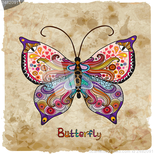 Image of Retro butterfly on a vintage background