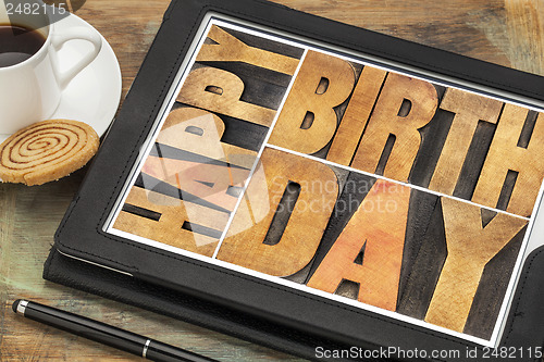 Image of Happy birthday on digital tablet