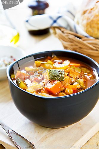 Image of Vegetables soup with chickpea