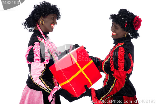 Image of Portrait of Zwarte Piet with presents