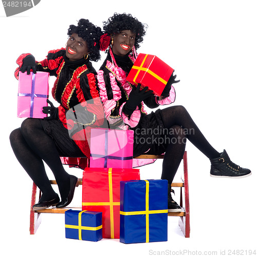 Image of Portrait of Zwarte Piet with presents