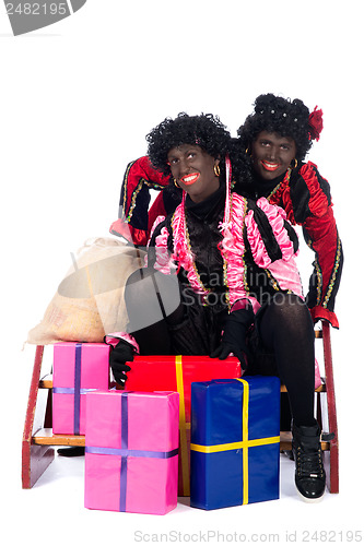 Image of Portrait of Zwarte Piet with presents