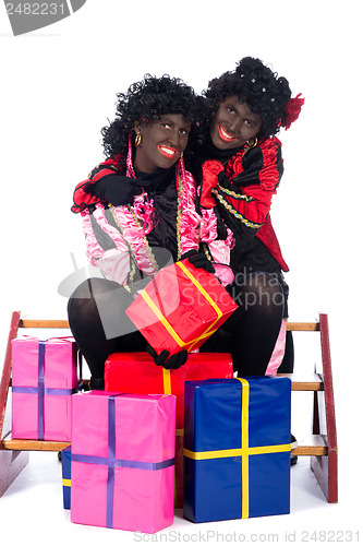 Image of Portrait of Zwarte Piet with presents