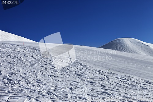Image of Ski slope and blue clear sky in nice day