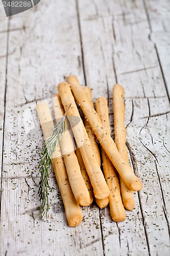 Image of bread sticks grissini with rosemary 