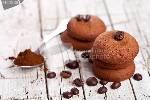 Image of chocolate cookies and coffee beans 