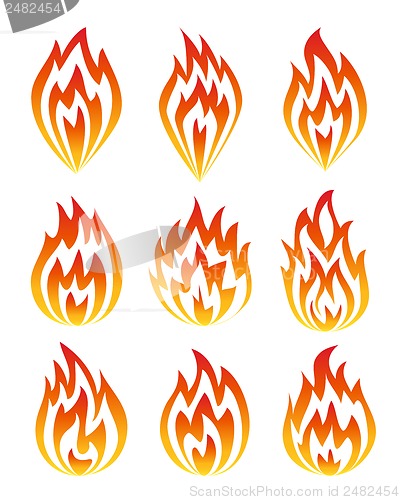 Image of Set of fire icons.