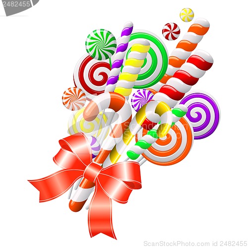 Image of Lollipops with red ribbon