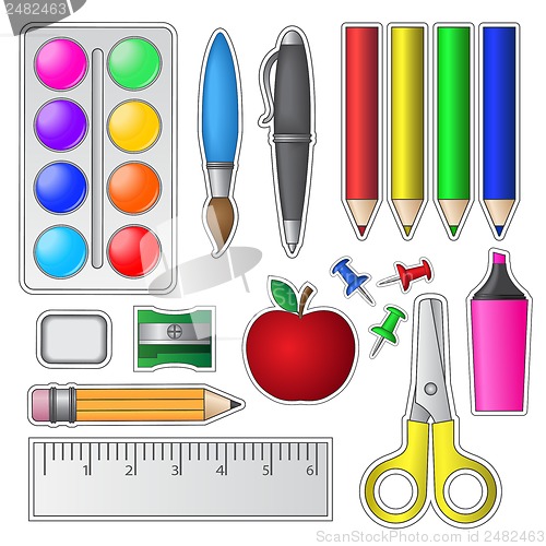 Image of Set of School Tools and Supplies