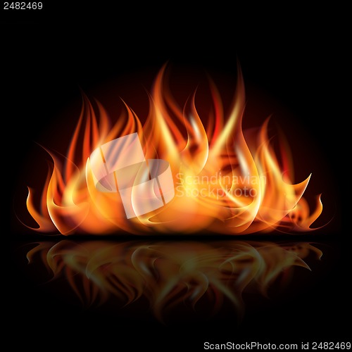 Image of Fire on dark background.