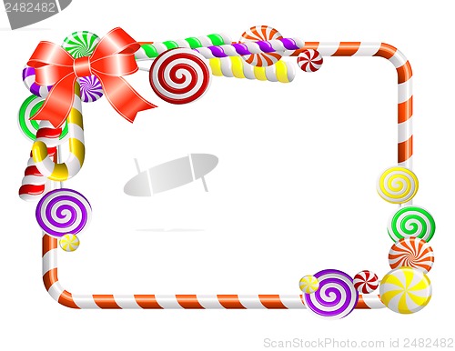 Image of Frame with colorful candies.