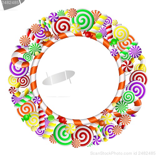 Image of Frame with colorful candies.