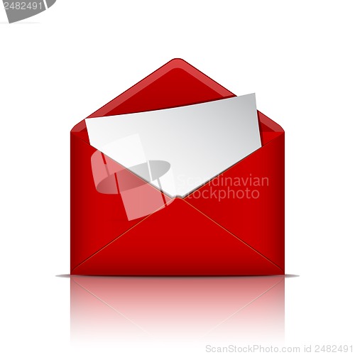 Image of Red open envelope with paper.