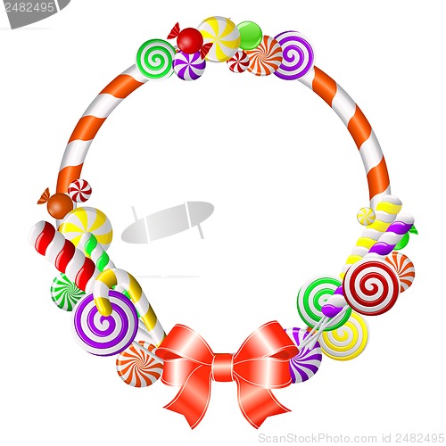 Image of Frame with colorful candies.