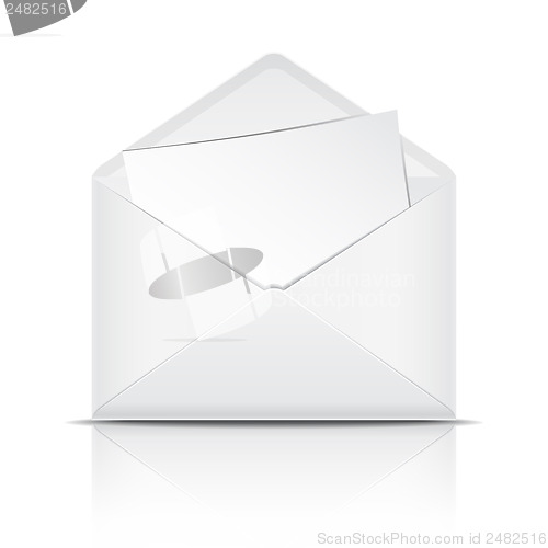 Image of White open envelope with paper.