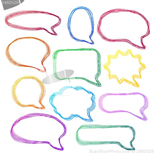 Image of Hand-drawn, colorful speech bubbles