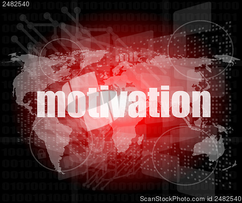 Image of words motivation on digital screen, job and business concept