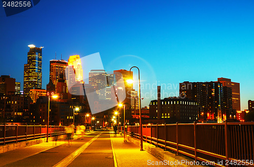 Image of Downtown Minneapolis, Minnesota at night time
