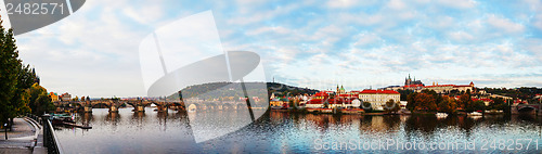 Image of Panoramic overview of old Prague with Charles bridge