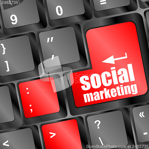 Image of social marketing on computer keyboard key button