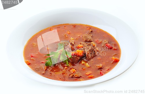 Image of meat soup with vegetables