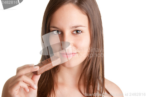 Image of Woman Eating Chocolate