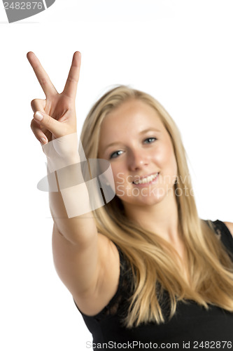 Image of Girl with victory sign