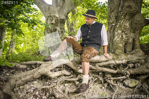 Image of Sitting traditional Bavarian man