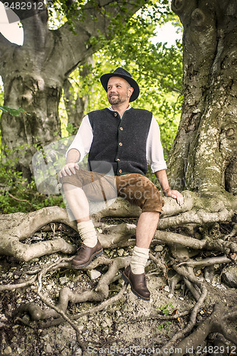 Image of Sitting traditional Bavarian man