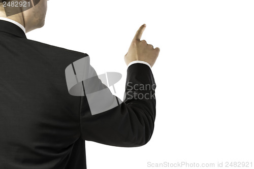 Image of Back of pointing business man